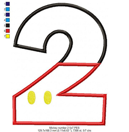 Mouse Ears Boy 2nd Birthday Number 2 - Applique