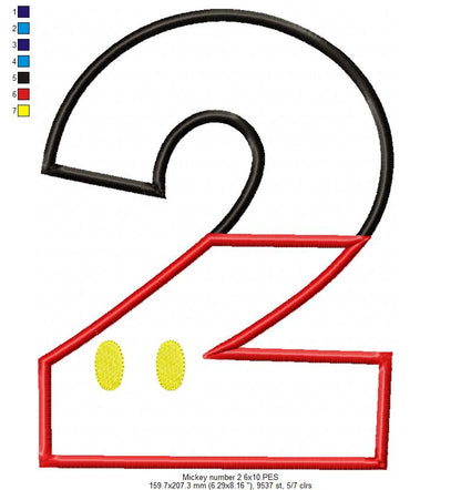 Mouse Ears Boy 2nd Birthday Number 2 - Applique