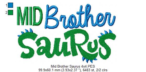 Lil, Mid and Big Brother Saurus - Fill Stitch - Set of 3 designs