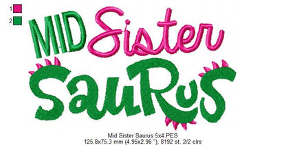 Lil, Mid and Big Sister Saurus - Fill Stitch - Set of 3 designs