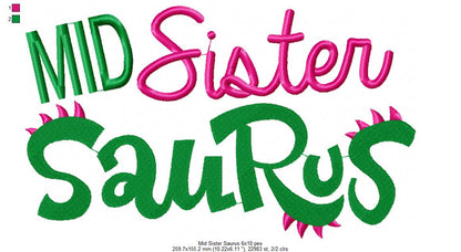 Lil, Mid and Big Sister Saurus - Fill Stitch - Set of 3 designs