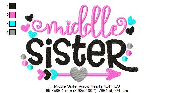 Middle Sister Arrow and Hearts - Fill Stitch