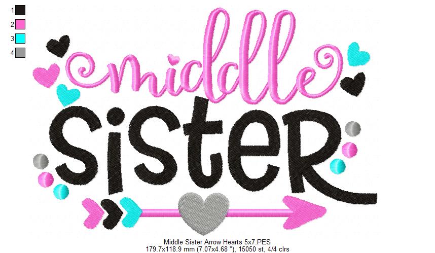 Middle Sister Arrow and Hearts - Fill Stitch