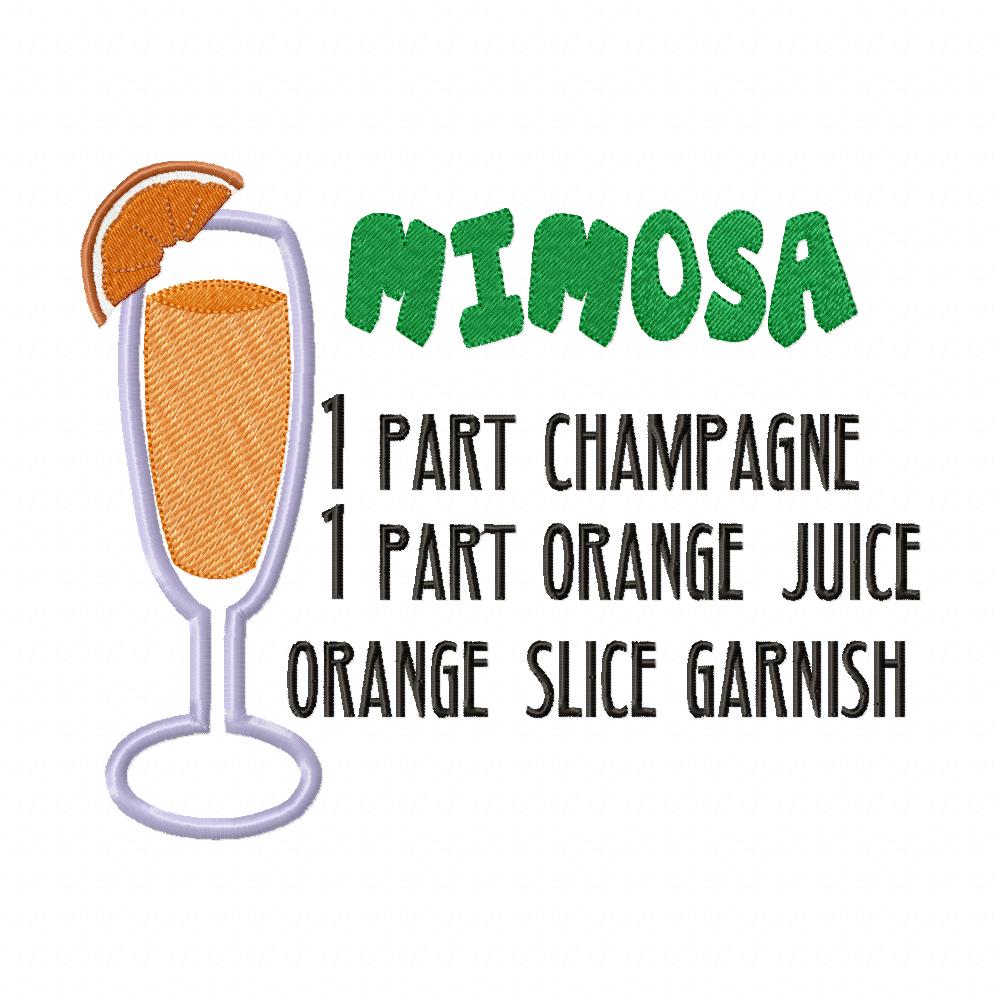 Cocktails Recipe Embroidery Collection - Applique - Set of 18 designs