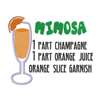 Cocktails Recipe Embroidery Collection - Applique - Set of 18 designs