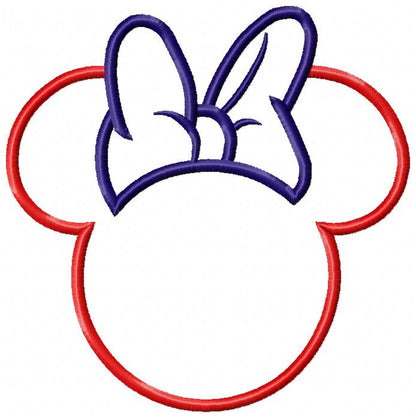 4th of July Mouse Ears Girl - Applique - Machine Embroidery Design