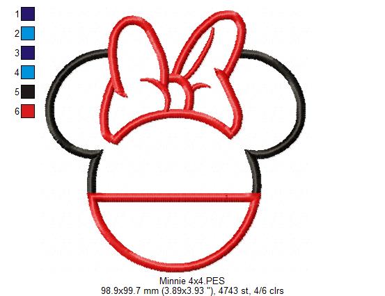 Mouse Ears Girl - Applique - Machine Embroidery Design