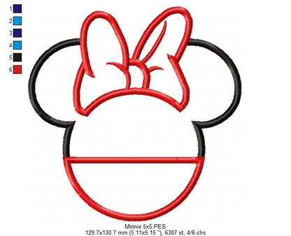 Mouse Ears Girl - Applique - Machine Embroidery Design