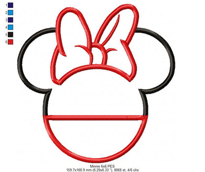 Mouse Ears Girl - Applique - Machine Embroidery Design