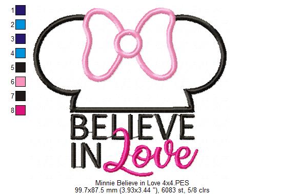 Valentines Mouse Ears Boy and Girl Believe in Love - Applique - Set of 2 designs - 4x4 5x5 6x6 7x7