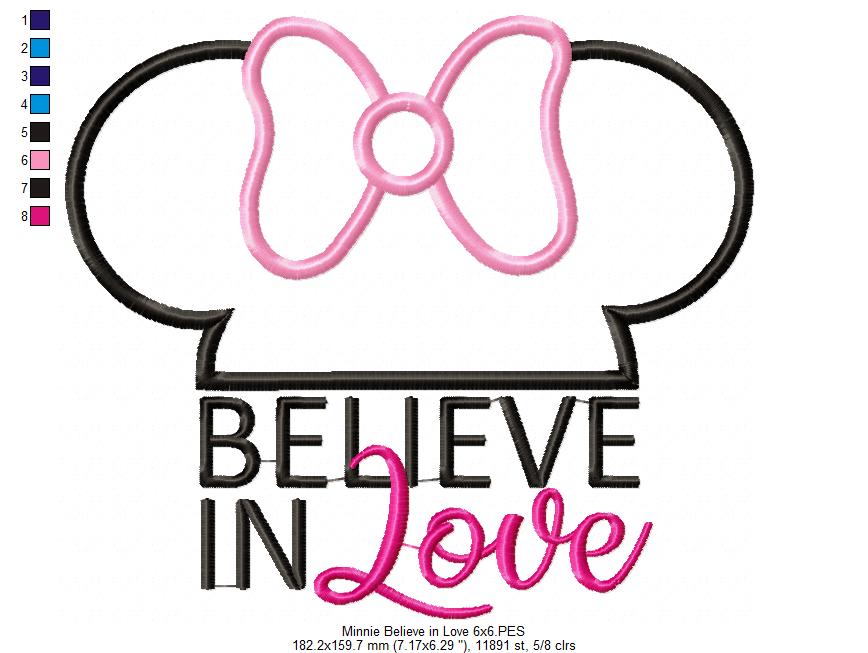 Valentines Mouse Ears Boy and Girl Believe in Love - Applique - Set of 2 designs - 4x4 5x5 6x6 7x7