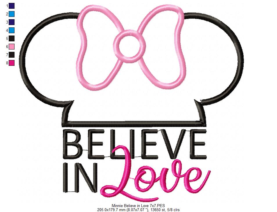 Valentines Mouse Ears Boy and Girl Believe in Love - Applique - Set of 2 designs - 4x4 5x5 6x6 7x7