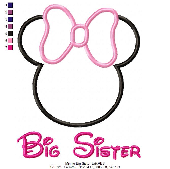 Mouse Ears Girl Big Sister - Applique