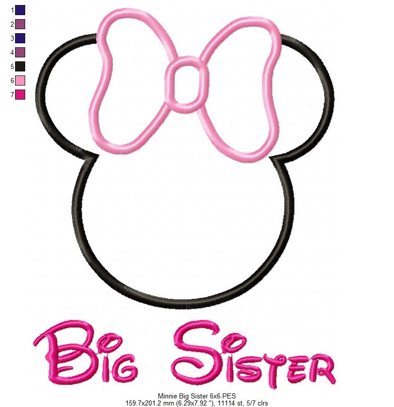 Mouse Ears Girl Big Sister - Applique