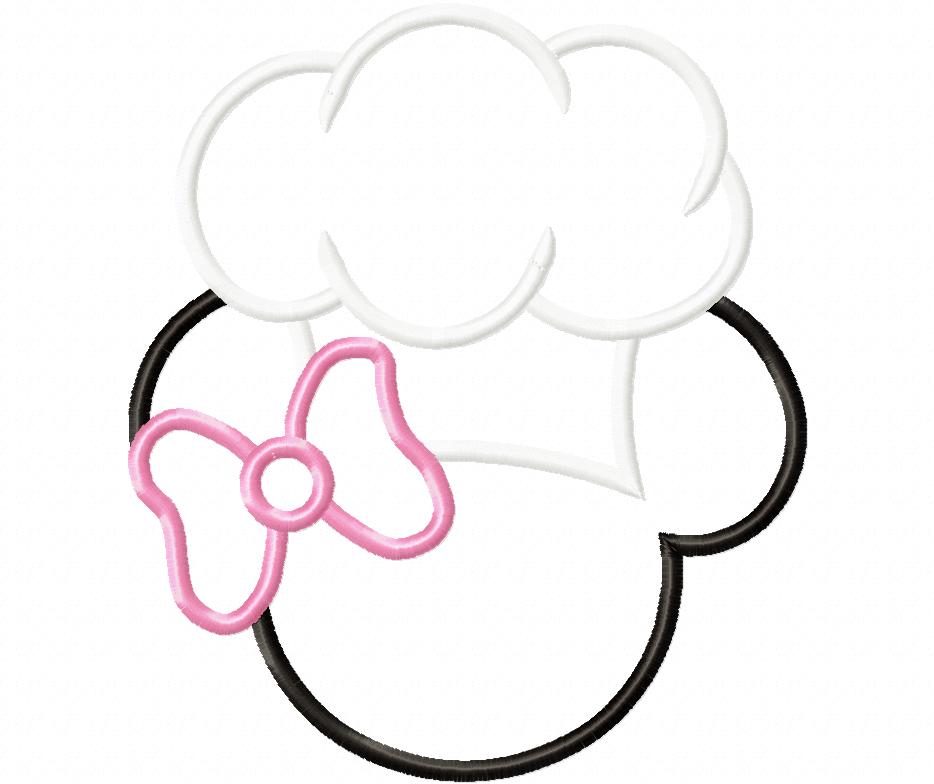 Minnie Mouse kitchen Chef Hat - Applique - Machine Embroidery Design