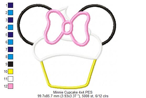 Mouse Ears Boy and Girl Cupcakes - Set of 2 Designs - Applique Embroidery