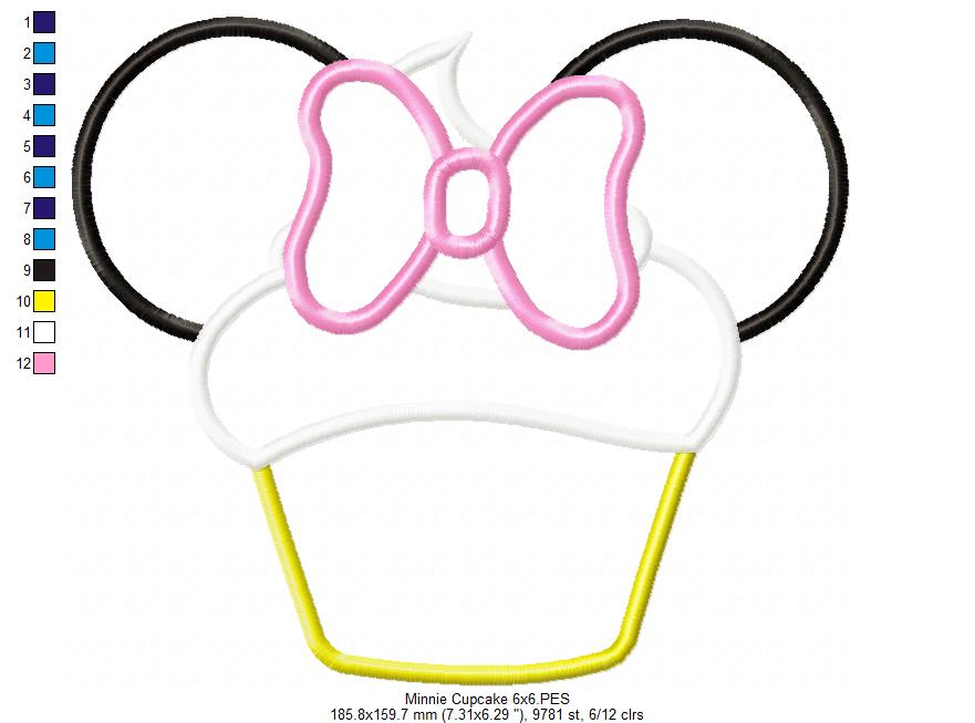 Mouse Ears Boy and Girl Cupcakes - Set of 2 Designs - Applique Embroidery