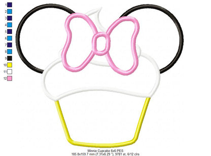 Mouse Ears Boy and Girl Cupcakes - Set of 2 Designs - Applique Embroidery