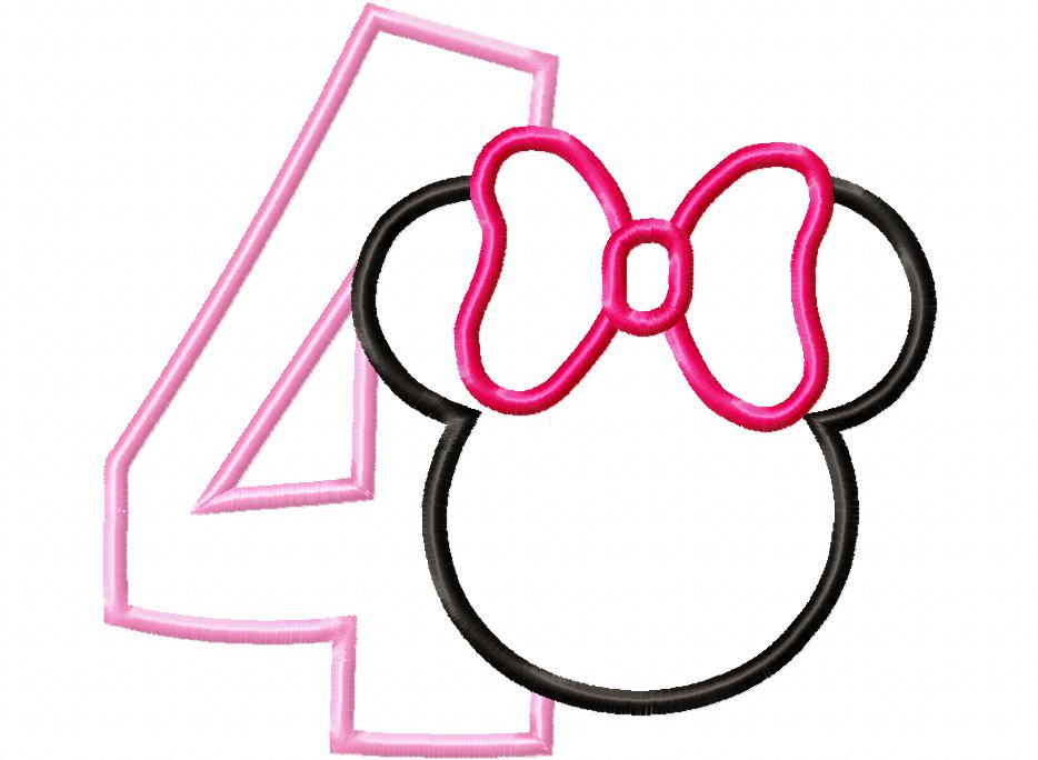Mouse Ears Girl Numbers 1-9 Birthday Set Numbers - Applique