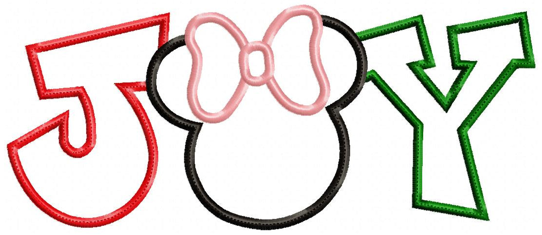 Mouse Ears Girl Christmas Joy - Applique - Machine Embroidery Design
