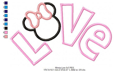 Mouse Ears Girl Love - Applique