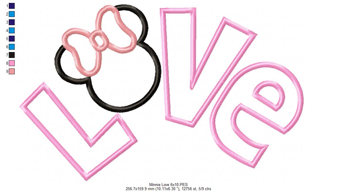 Mouse Ears Girl Love - Applique