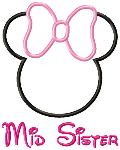 Mouse Ears Girl Mid Sister - Applique
