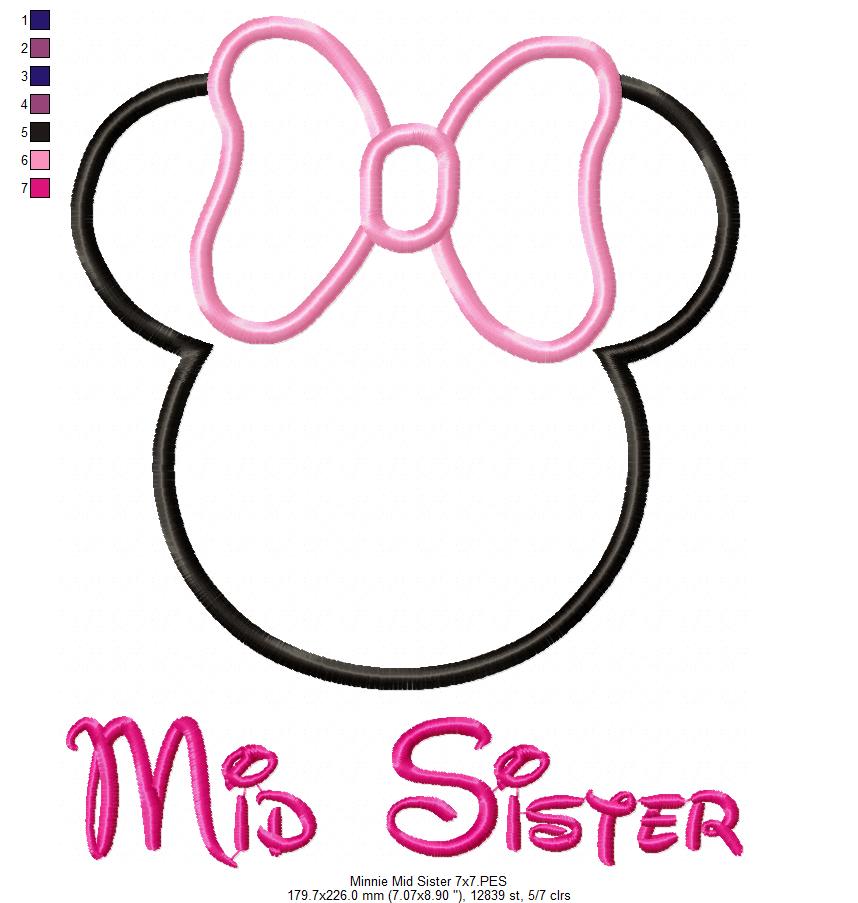 Mouse Ears Girl Mid Sister - Applique