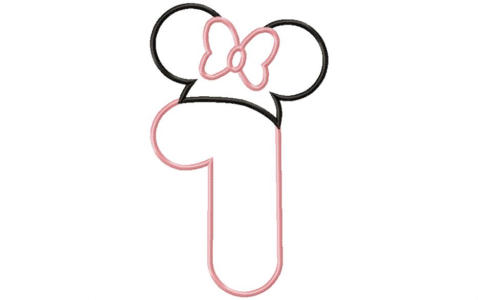 Mouse Ears Girl Numbers 1-5 Birthday Set Numbers - Applique