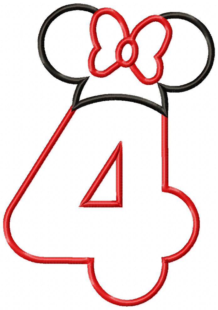 Mouse Ears Girl Numbers 1-5 Birthday Set Numbers - Applique
