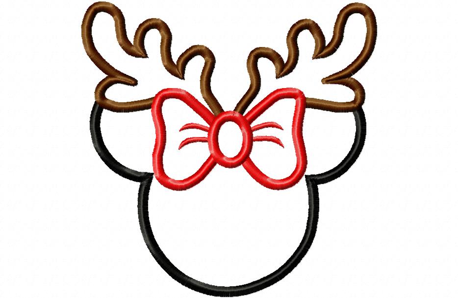 Mouse Ears Girl Reindeer - Applique - Machine Embroidery Design