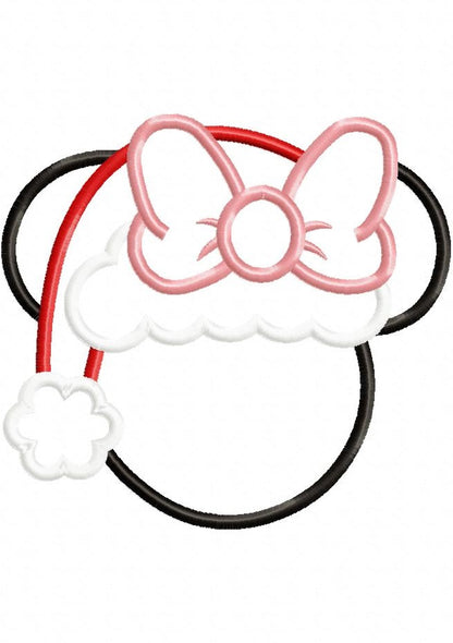 Mouse Ears Girl Christmas - Applique Embroidery