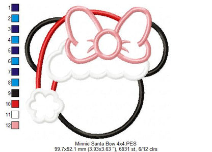 Mouse Ears Girl Christmas - Applique Embroidery