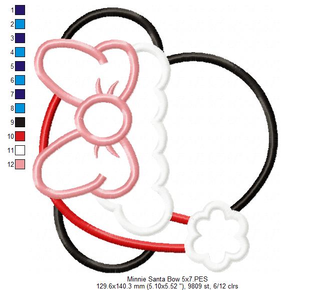 Mouse Ears Girl Christmas - Applique Embroidery