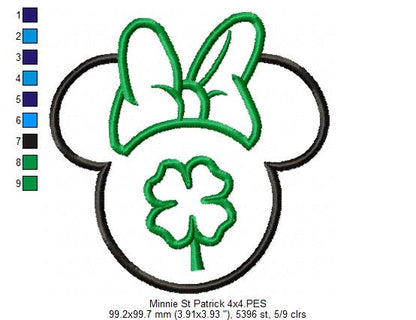 Minnie-Inspired Clover Head – Appliqué – Machine Embroidery Design
