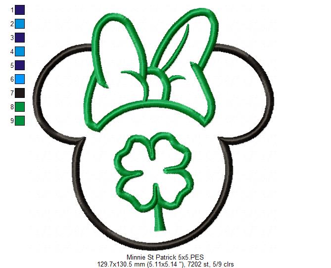 Minnie-Inspired Clover Head – Appliqué – Machine Embroidery Design