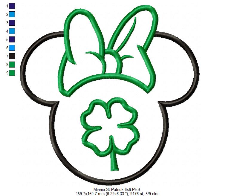 Minnie-Inspired Clover Head – Appliqué – Machine Embroidery Design