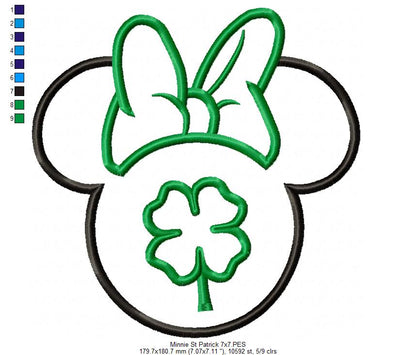 Minnie-Inspired Clover Head – Appliqué – Machine Embroidery Design