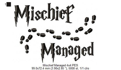 Mischief Managed - Fill Stitch Embroidery