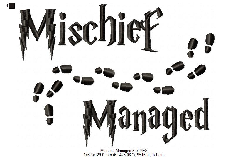 Mischief Managed - Fill Stitch Embroidery