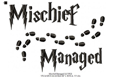 Mischief Managed - Fill Stitch Embroidery