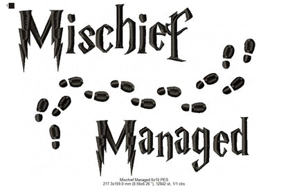 Mischief Managed - Fill Stitch Embroidery