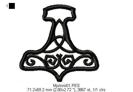 The Hammer of Thor  -  Fill Stitch - Machine Embroidery Design