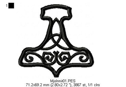 The Hammer of Thor  -  Fill Stitch - Machine Embroidery Design