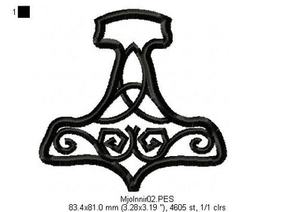 The Hammer of Thor  -  Fill Stitch - Machine Embroidery Design