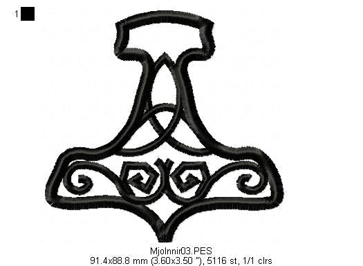 The Hammer of Thor  -  Fill Stitch - Machine Embroidery Design