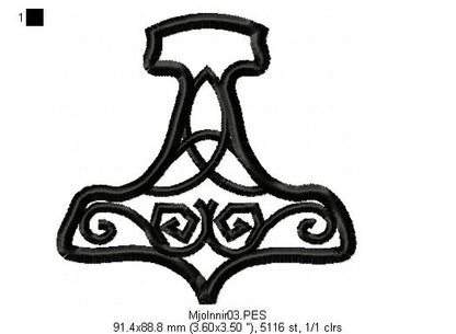 The Hammer of Thor  -  Fill Stitch - Machine Embroidery Design