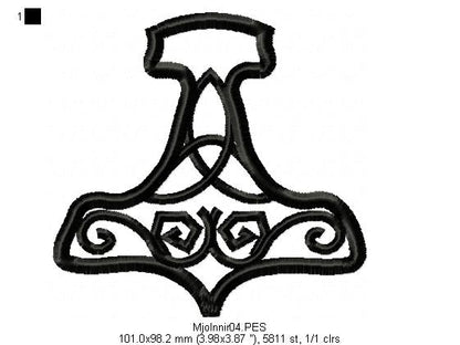 The Hammer of Thor  -  Fill Stitch - Machine Embroidery Design
