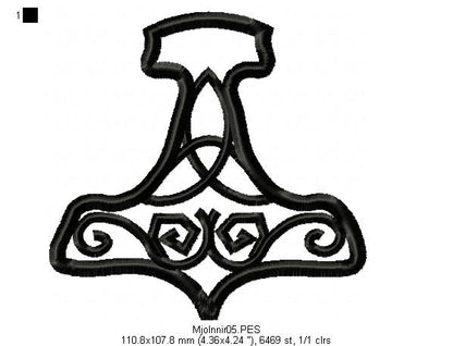The Hammer of Thor  -  Fill Stitch - Machine Embroidery Design