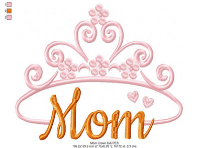 Mom Crown - Fill Stitch